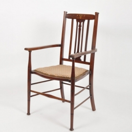 antieke stoelen / stel van 6 (4+2) arts & Crafts / jugendstil stoelen incl. herstoffering naar wens gemerkt G.S. (No.511205)