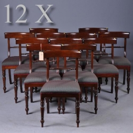 antieke stoelen / Stel van 12 Engelse mahonie stoelen niet antiek wel interessante kwaliteit én kwantiteit (No.910622)