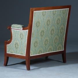 Empire bankje + 2 zetels incl  bekleding naar wens massief mahonie ca 1810 (No.281425)