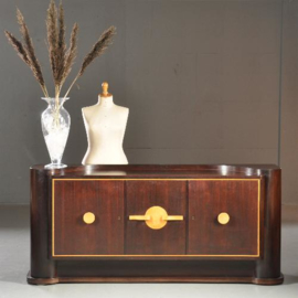 Antieke kast / Dressoir met bar achter de middelste deur ca. 1955 palissander en wenge (No.451943)