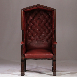 Porters Chair / Huifzetel 18e eeuws rood bekleed deels gecapitonneerd (No.922840)