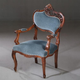 Antieke armstoelen / Stel van 2 armstoelen ca. 1875 met asymetrisch gespiegelde rugleuningen (No.782005)