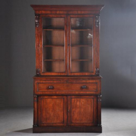 Antieke kast / boekenkast /servieskast met secretaire-lade (No.941011)