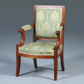 Empire bankje + 2 zetels incl  bekleding naar wens massief mahonie ca 1810 (No.281425)