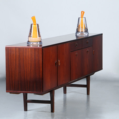 Vintage Dressoir door Fristho in palissander met grote bar  2 laden en 3 deuren ca 1965 (No.301860)