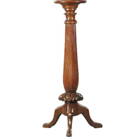 Antieke bijzettafels / Robuuste  zuil / piëdestal of lampetafel ca. 1850 in notenhout (No.491756)