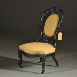 Antieke stoelen / Salonstoel in zwart gepolitoerd mahonie Willem III ca. 1875 (No.380960)