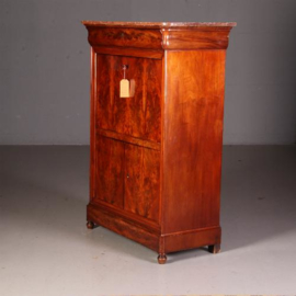 Antieke bureaus / Mahonie met palissander secretaire ca. 1840 met geheime vakjes en fraai leer (No.541750)