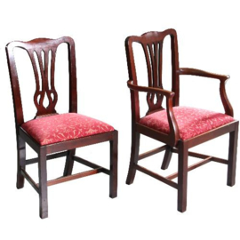 Stel van 8 solide massiefmahonie eetkamerstoelen ca. 1875, 2 met armleuningen (No.550747)