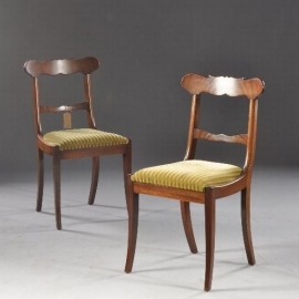 Antieke stoelen / stel van 6 Antieke stoelen in mahonie met nieuwe bekleding naar wens (No.721498)
