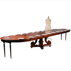 Ruim 5 m lange Willem III Eetkamertafel of vergadertafel ca 1870  te vergroten tot 22 personen (No.932630)