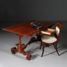 Antieke tafel / Schrijftafel William IV ca. 1840 in mahonie met kleine lade (No.812126)