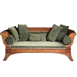 Antieke banken / Hollandse vroeg biedermeier sofa ca. 1820 in bloemmahonie met groen velours (No.561957)