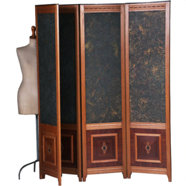 4-slags kamerscherm met sterrehemel en inlegwerk onderpanelen  beide kanten identiek  (No.330325)