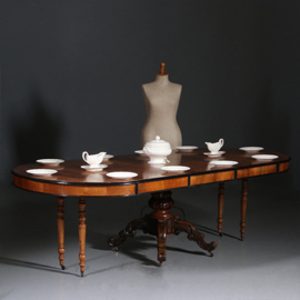 Lange eetkamertafel wortelnoten Willem III ca 1875 permanente lengte [No.212825)