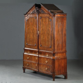 Antieke kast / Strak Hollands Kabinet met fronton overgangsperiode ca. 1800  (No.412033)