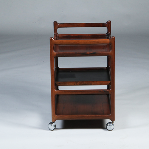 Theewagen dranken trolley 3 niveaus Palissander ca 1960 door Henning Korch voor CFC Silkenborg (No.303005)