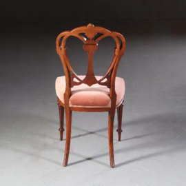 Antieke stoelen / Stel van 6 laat Victoriaanse mahonie  eetkamerstoelen  ca. 1890 met bewerkte kroon Incl. stoffering naar wens (No.681438)