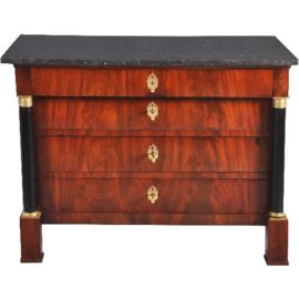 Antieke kast / Empire commode in mahonie ca. 1820 antraciet marmer (No.212252)