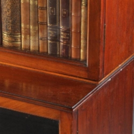 Antieke kast / Engelse mahonie bibliotheekkast ca.1850 met onder en boven glas (No.730302)