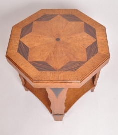 Antieke bijzettafels / salontafel met ingelegd patroon van coromandel ca. 1920 (No.86466)