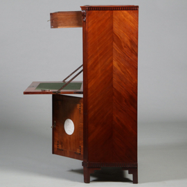 Secretaire Abattant of klepbureau met 4 biscuit panelen prachtig ingelegd ca 1790 (No.260650)