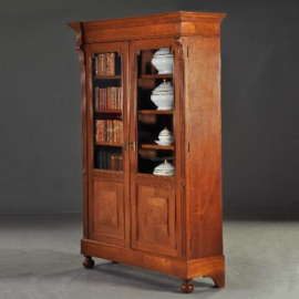 Antieke kast / Hollandse boekenkast / servieskast ca. 1885 met veel verstelbare planken. (No.200263)