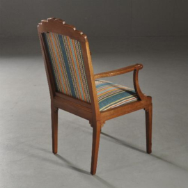 Antieke stoelen / stel van 8 comfortabele Hollandse Art Deco stoelen 6 + 2 armstoelen ca. 1910 in massief mahonie (No.692550)