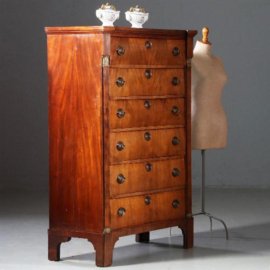 Antieke ladekasten / Hollandse Directoir Chiffoniere ca. 1800 in mahonie met bloemmahonie (No.820863)