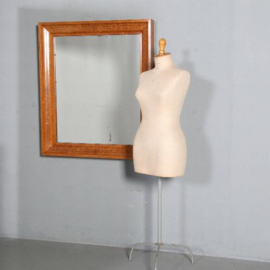 Antieke spiegels / Satijnhouten Franse spiegellijst met diepe lijst fraai ingelegd met bloemmotieven 91 X 104 cm (No.652651)