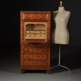 Antieke bureaus / Feestelijk ingelegde klepsecretaire ca. 1900 bloemmahonie aan drie zijde (No.521366)