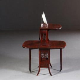 Engelse salontafel / dubbele Sutherland table ca 1900  mahonie, satijn- en palmhout (No.711612)