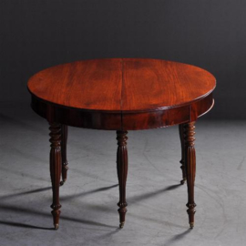 Antieke tafel / Franse coulissentafel ca. 1870 in mahonie 3,60 m lang (No.950456)
