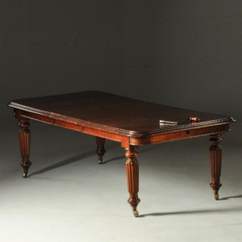 Antieke tafel / Engelse windout table / Coulissentafel jaren . 2,5 m lang massief mahonie   (No.990611)