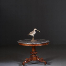 Antieke tafel /  Ronde Franse Gueridon  of  centre table  ca. 1860 in mahonie met marmer blad (No.670643)