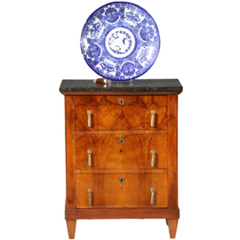 Strakke kleine commode ca 1800 met twinkelend marmer blad (No.962645)