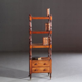 Antieke bijzettafels / Zeer hoge Victoriaanse library stand / "what not" / etagere 1870 mahonie  (No.611565)