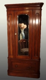 Antieke kast / Mahonie Garderobekast ca. 1880 (kapstok met deur!) (No.7520)