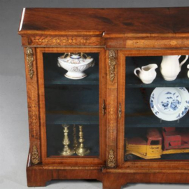 Antieke kasten / Notenhouten Credenza ca. 1875 met inlegwerk en  brons (No.782317)