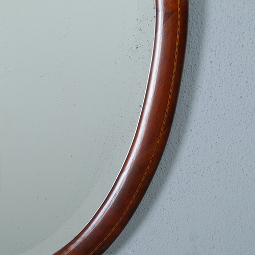 Ovale Engelse halspiegel met facet en ingelegde biezen ca 1890 (No.290827) - 0,81 m. hoog