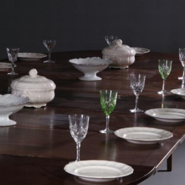 Antieke tafel / Grote ronde strakke biedermeier coulissetafel ca. 1830 voor 8 tot 14 personen (No.640859Z)