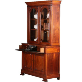 Antieke kast / Frans bibliotheekkast met schrijfklepje ca. 1880 mahonie (No.571032)