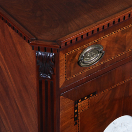 Secretaire Abattant of klepbureau met 4 biscuit panelen prachtig ingelegd ca 1790 (No.260650)