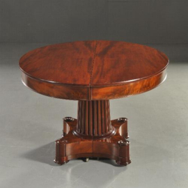 Antieke tafel / Hollandse ovale mahonie coulissentafel ca. 1820 met 5 inlegbladen 3,62m. lang  (No.272152)