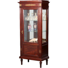 Antieke kast / Hollandse mahonie Empire stijl vitrine ca. 1880 met brons beslag  (no.662716)