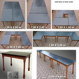 Antieke tafel / SET VAN 4 (!) combineer b.v.: 1,00m X 2,40m of 0,60m X 4,00m (No.84136)