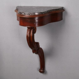 Antiek wandconsole / wandtafel in mahonie ca. 1850 met marmer (No.470444)