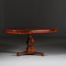 Antieke tafels / Hollandse ronde Biedermeier eetkamertafel / coulissentafel ca. 1830 te vergroten tot 8 personen (No.820869)