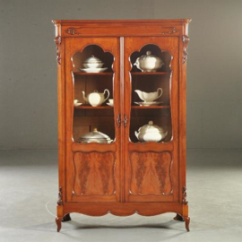 Antieke kast / kleine boekenkast of servieskast mahonie Willem III ca. 1875 (No.270641)