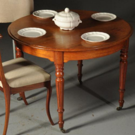 Antieke tafel / Ronde Hollandse "Horrix" tafel ca.1875 in mahonie  op 4 gedraaide poten (No.520514)